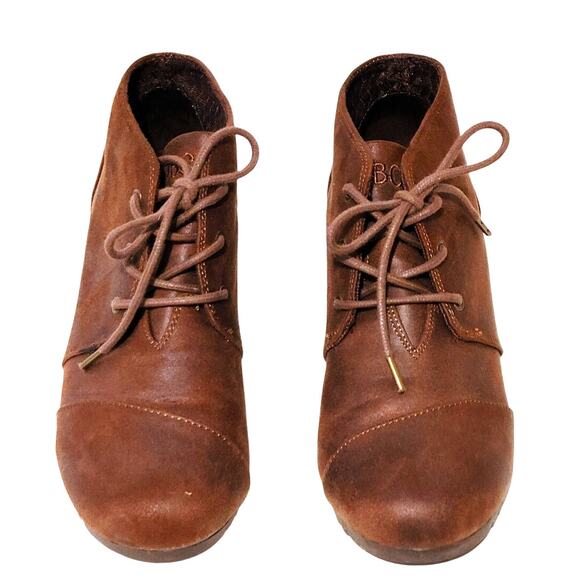 Skechers Bobs High Notes Bell Kick Wedge Booties Lace Up Brown Womens 7.5 NEW - Picture 4 of 6